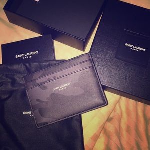Ysl Saint Laurent Camo Calfskin Cardcase